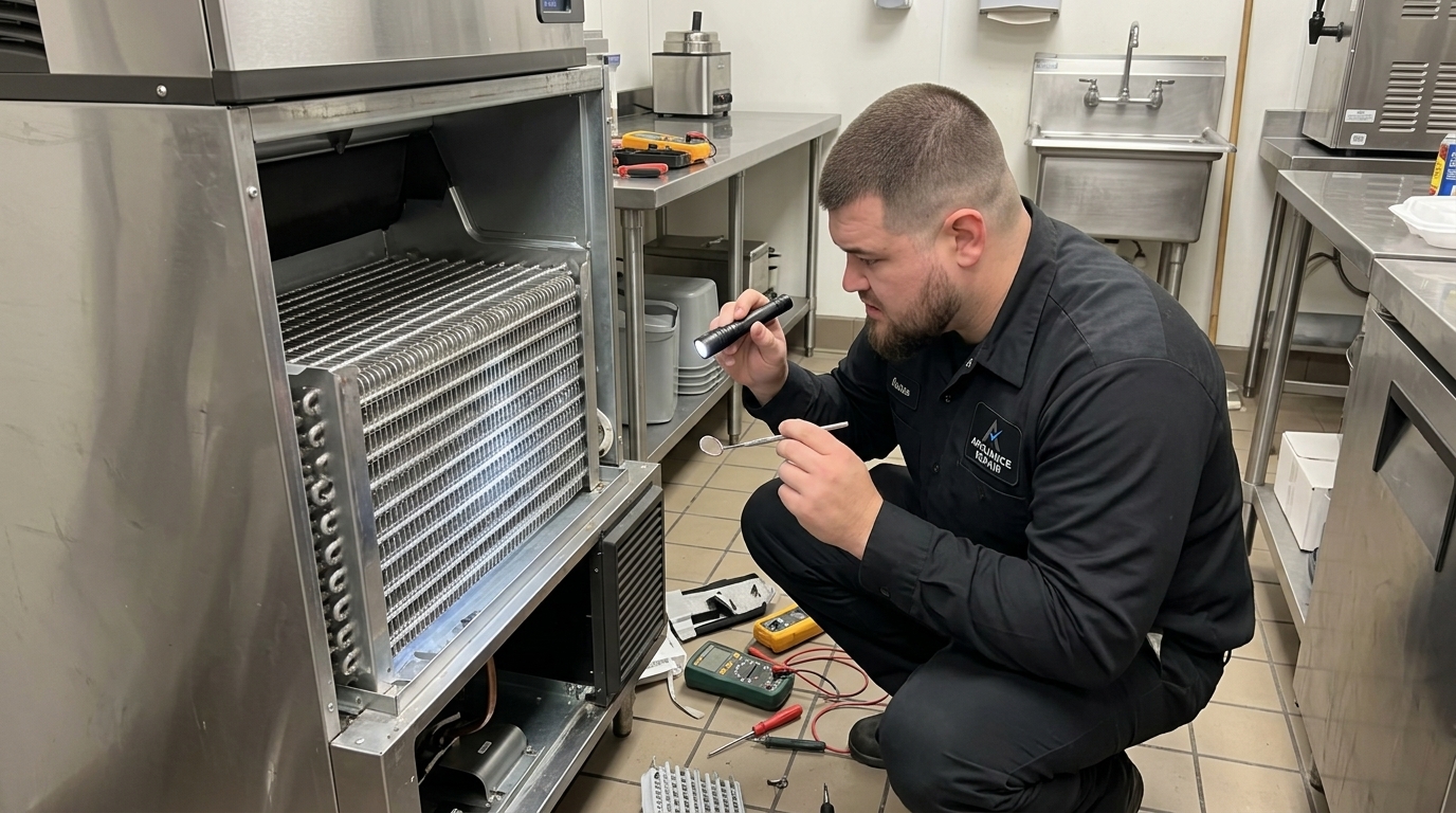 Licensed master technician performing Commercial Ice Machines diagnostic test in San Diego
